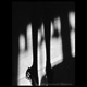 black and white image of legs reflected on floor in shadow